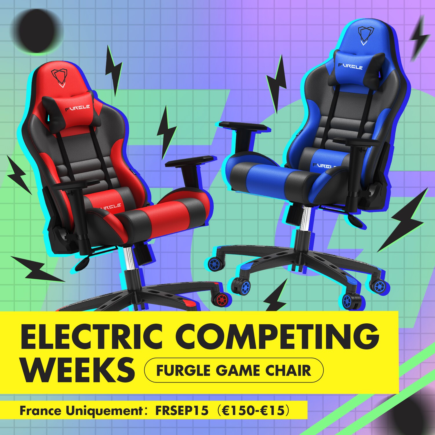 Furgle Gaming Chair Racing Ergonomic Recliner Office Computer Seat Swivel PU 